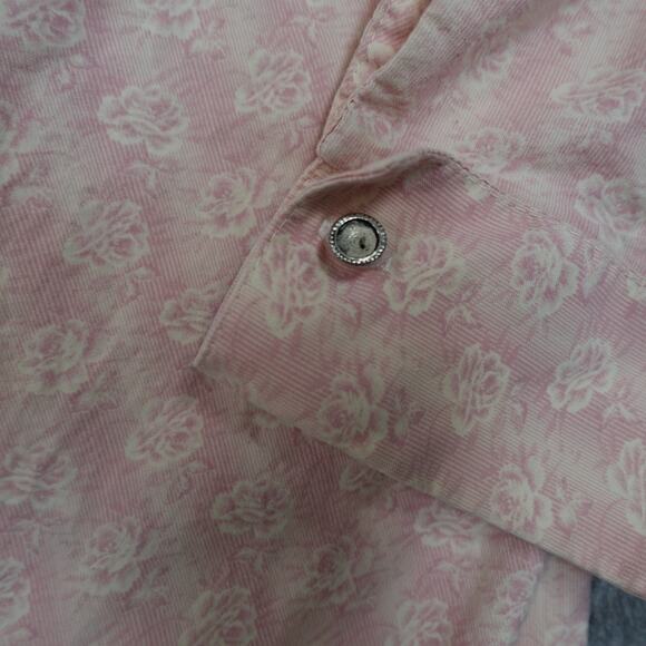 Vintage Wah Maker Top Womens XXL Button Shirt Floral Western Micro Corduroy Pink - Picture 3 of 11